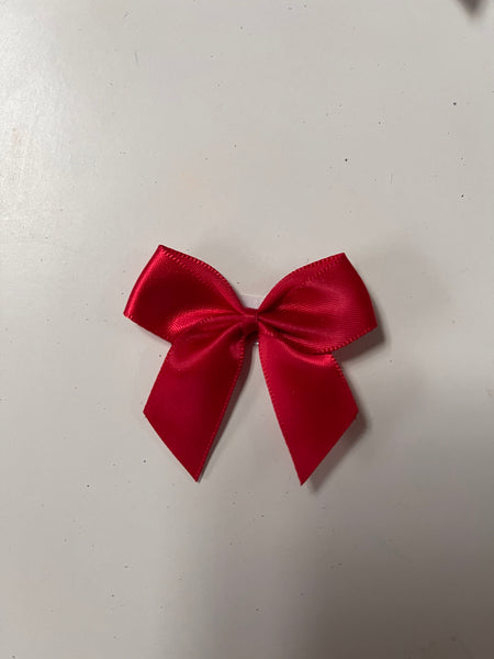 Red Satin Bows - Self Adhesive - 5cm - pack of 12