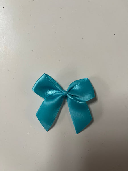 Turquoise Blue Satin Bows - Self Adhesive - 5cm - pack of 12