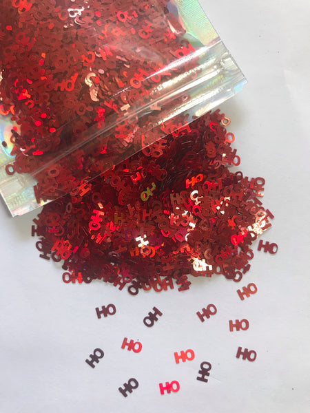 Ho Ho Ho Glitter  - Christmas - Red