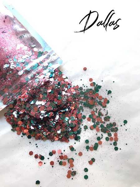 Dallas Glitter  - Chunky Mix - Pink/Turquoise