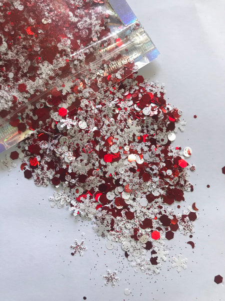 Red Christmas Glitter  - Snowflake/Red mix