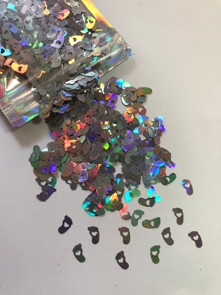 Baby Foot Glitter - Silver - Holographic