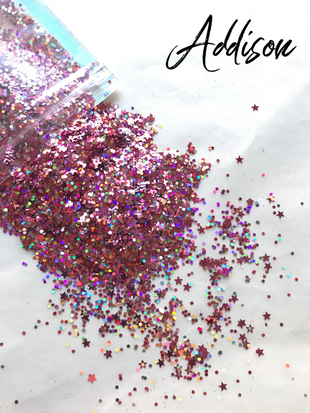 Addison Glitter  - Chunky Star Mix - Pink
