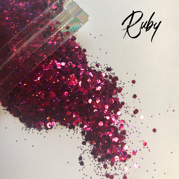 Ruby Glitter  - Chunky Mix - Pink
