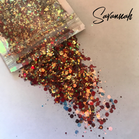 Savannah Glitter - Chunky Mix - Rust Red - Gold