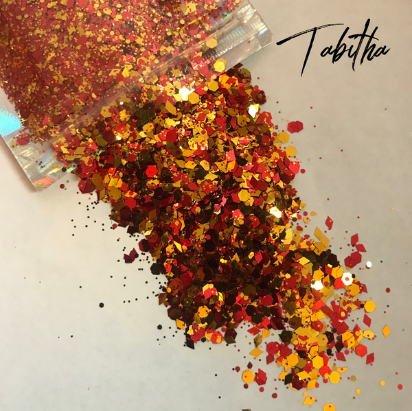 Tabitha Glitter - Chunky Mix - Red - Orange - Gold