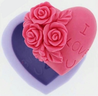 I Love You Heart Floral 3D Silicone Mould