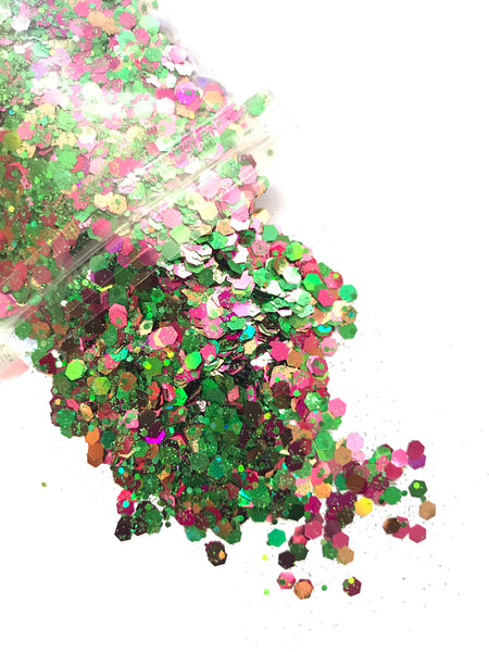 Otto Glitter - Green/pink Chunky mix