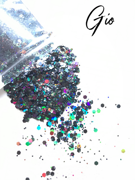 Gio Glitter  - Chunky Mix - Grey/Green/Holo