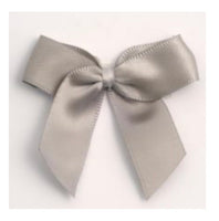 Silver Satin Bows - Self Adhesive - 5cm - pack of 12