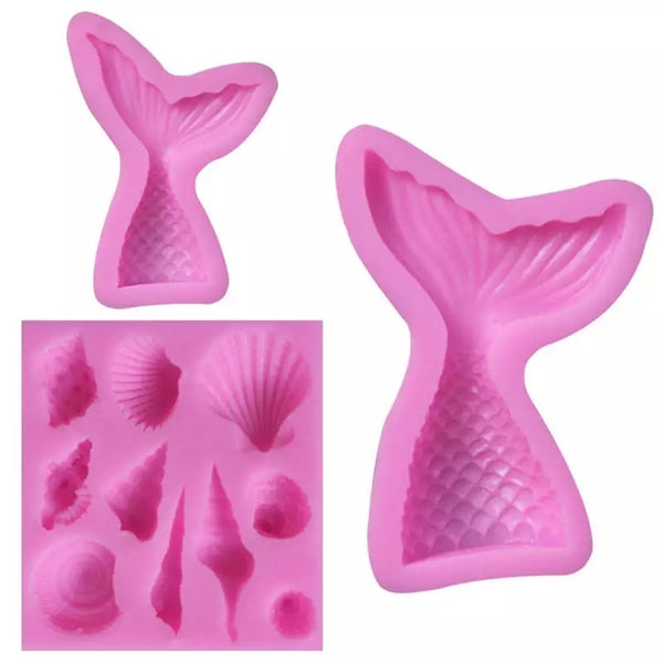 Mermaid Tail and Shell 3D Silicone Mould Set